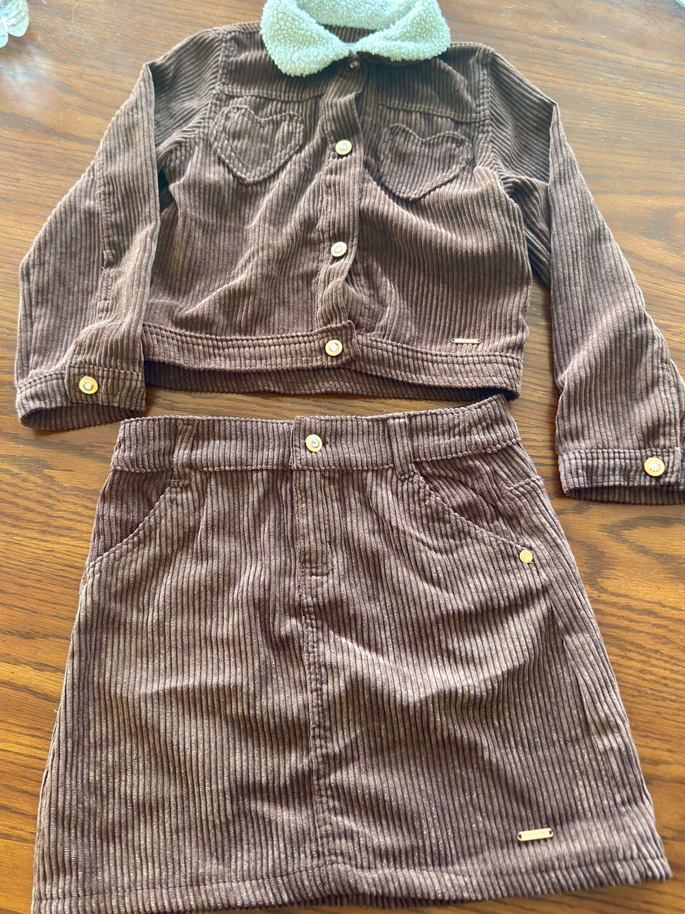 Girls' Corduroy Brown Skirt and Jacket Set size 8 kids